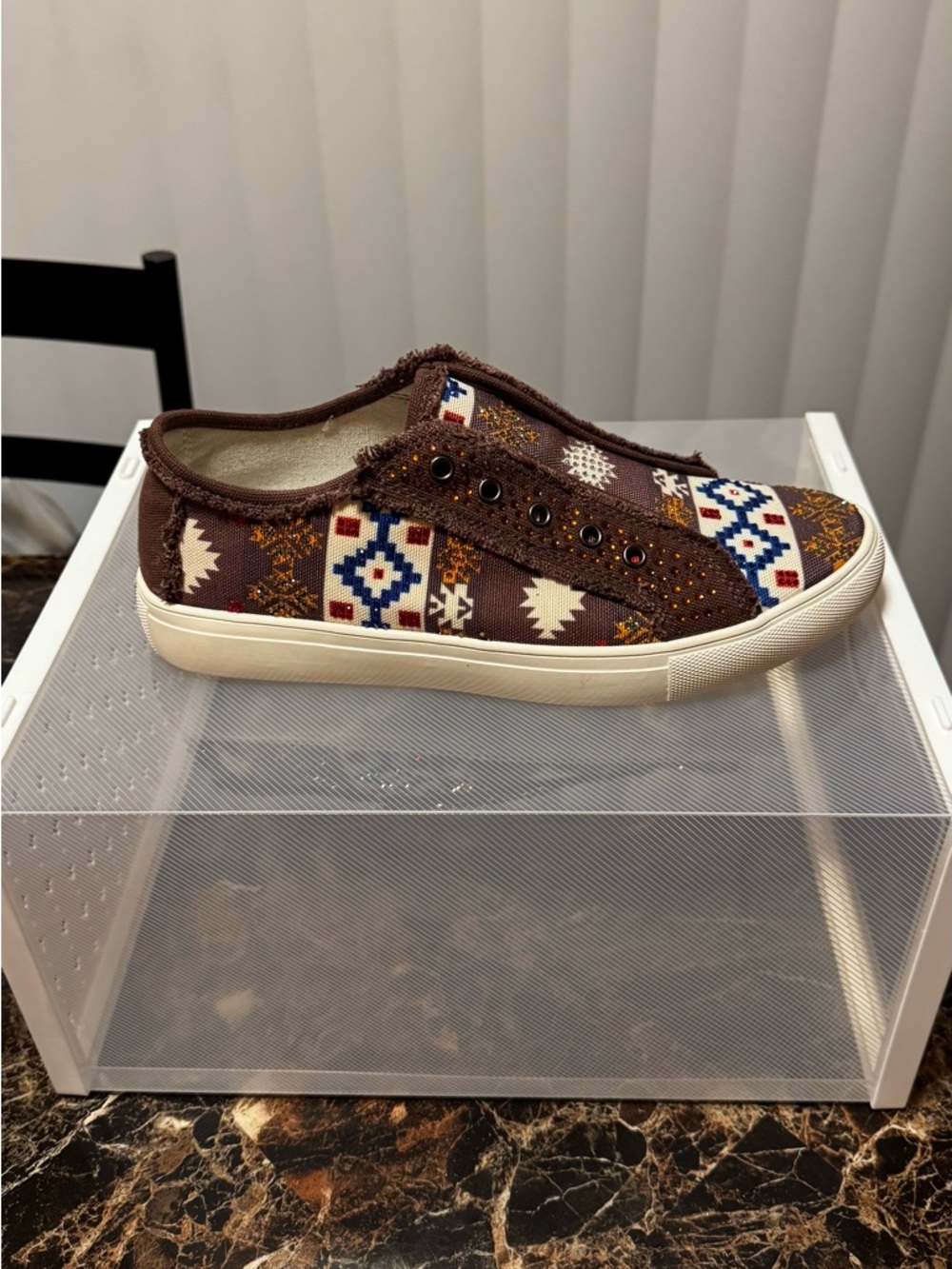 Montana West Brown Slip on’s with rhinestones